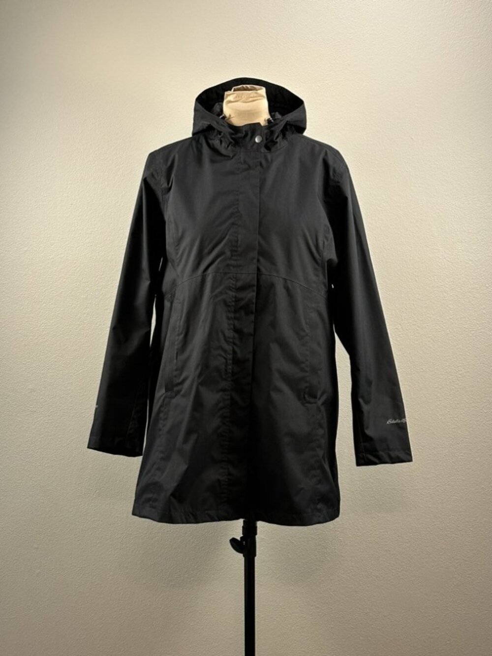 Eddie Bauer Black Hooded Rain Jacket NWOT